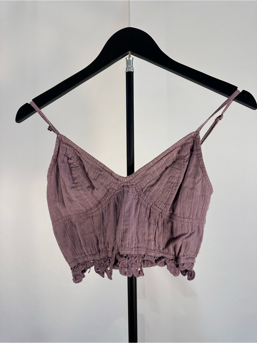 Free People Mauve Lace-Trim Cropped Cami